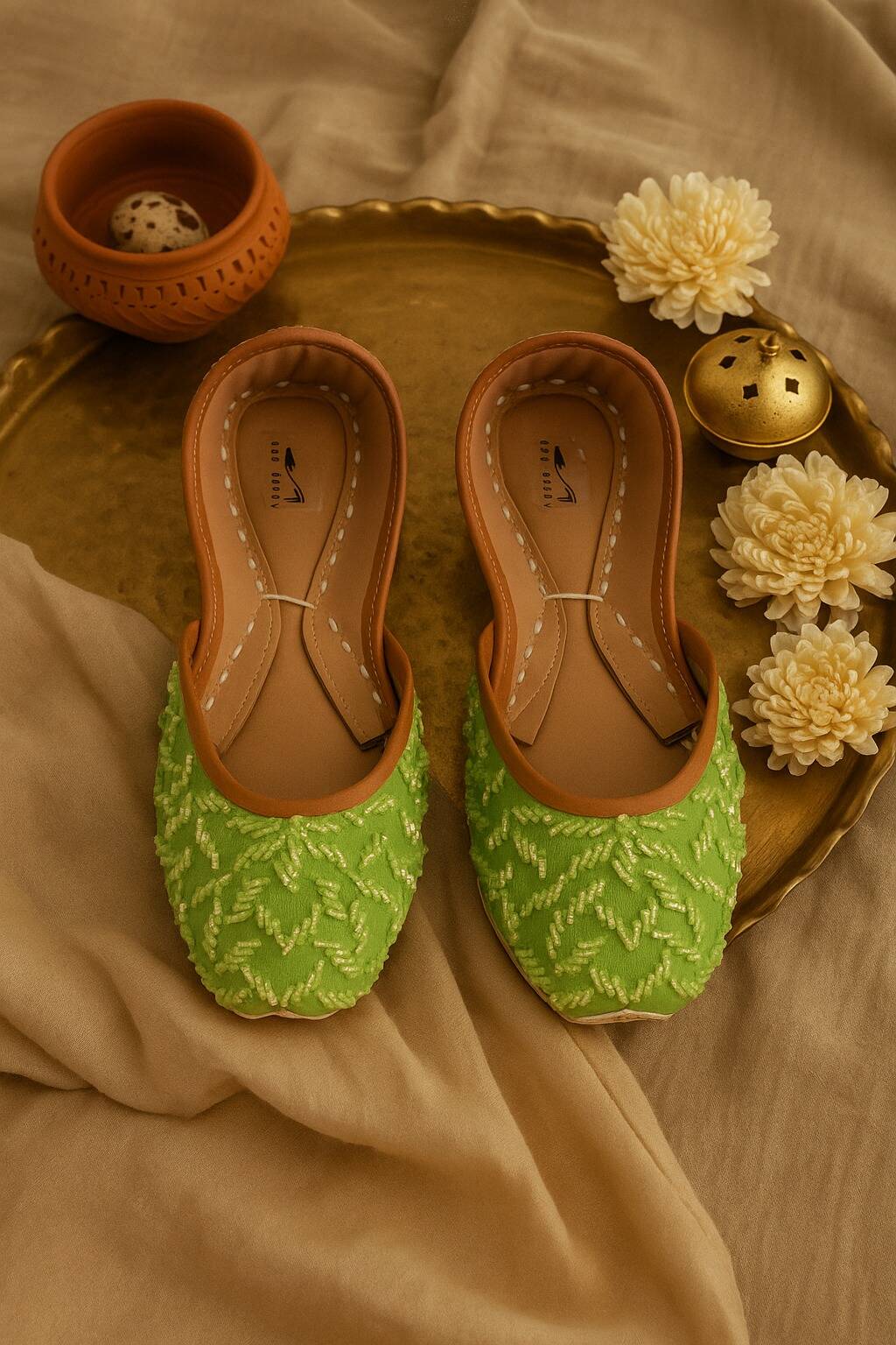 Crystal Light Green Delight Mojari-2181